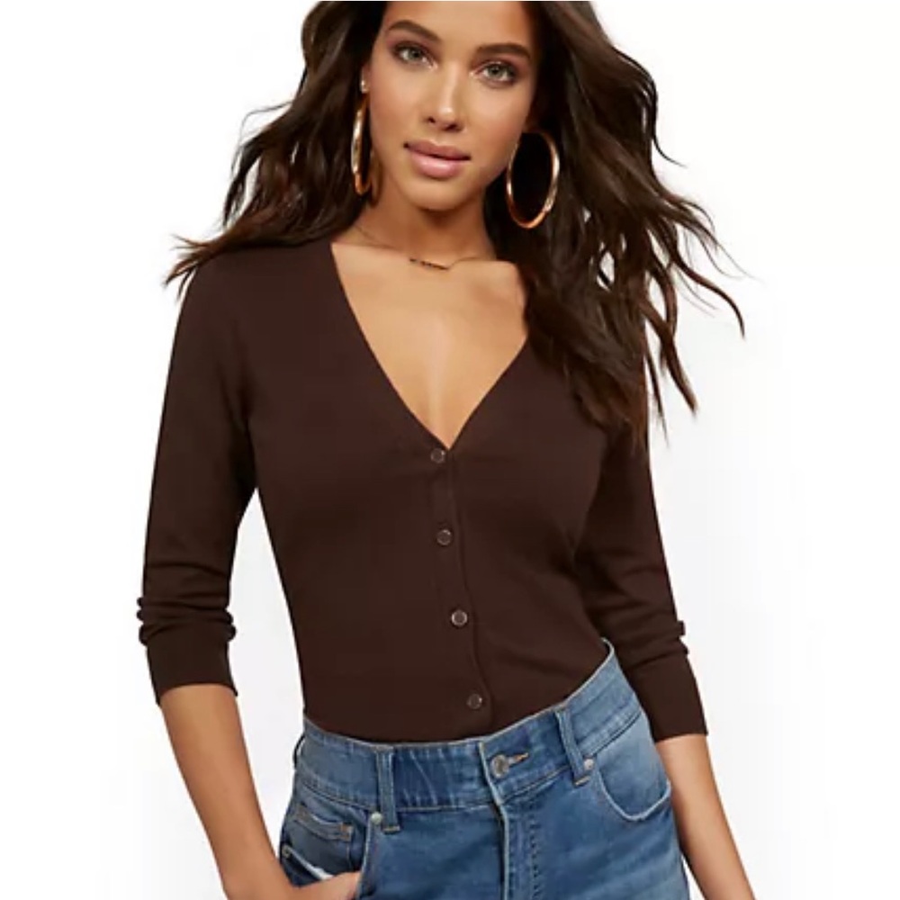 Red V Neck Cardigan